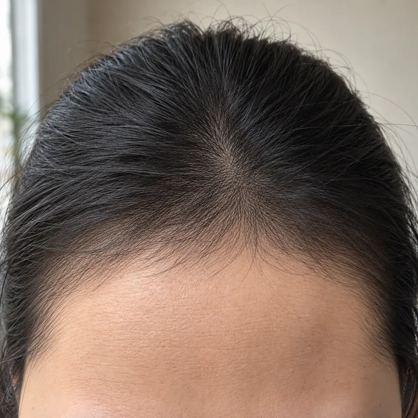 Hairline sama, lebih penuh dan rapat